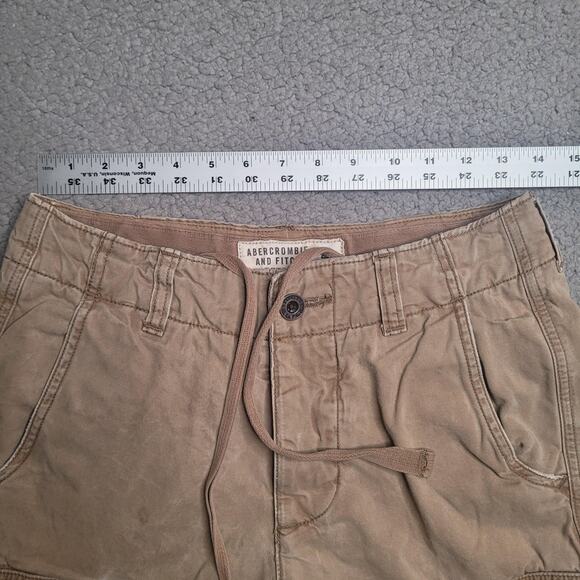 Abercrombie & Fitch Shorts Men 28 Khaki Cargo Drawstring Outdoor Pockets Casual - Picture 5 of 7